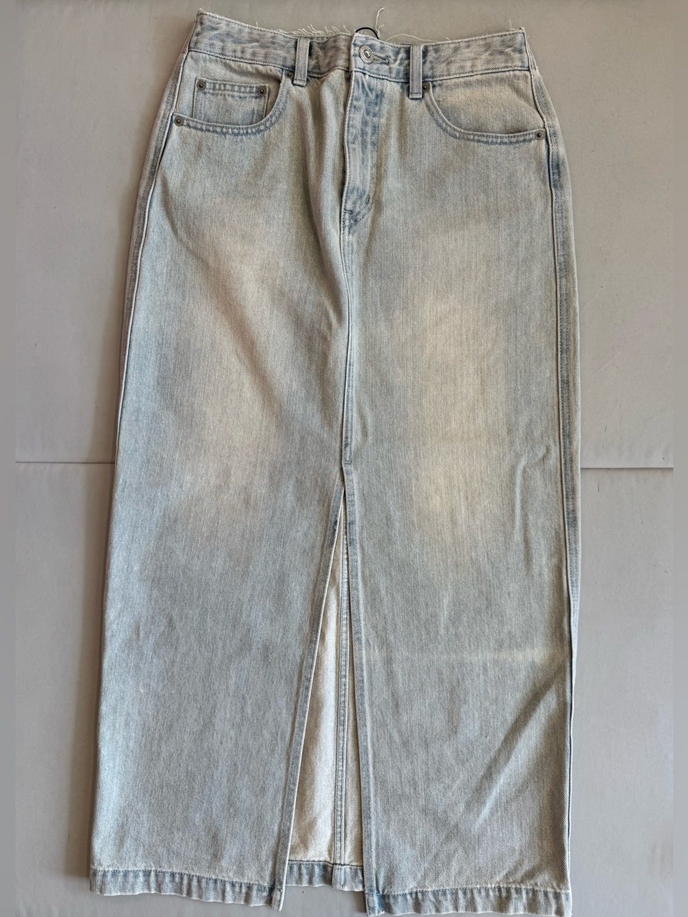 MOUSSY Denim Maxi Skirt in Light Blue (Size 2)